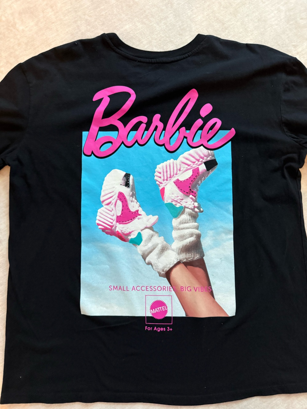 Barbie Black Tee with White Script Logo Tag